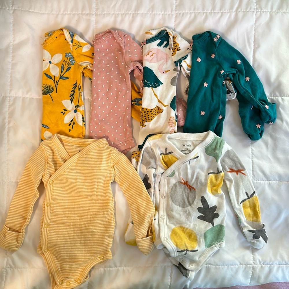 6 Carters Newborn Onesies Bundle Lot